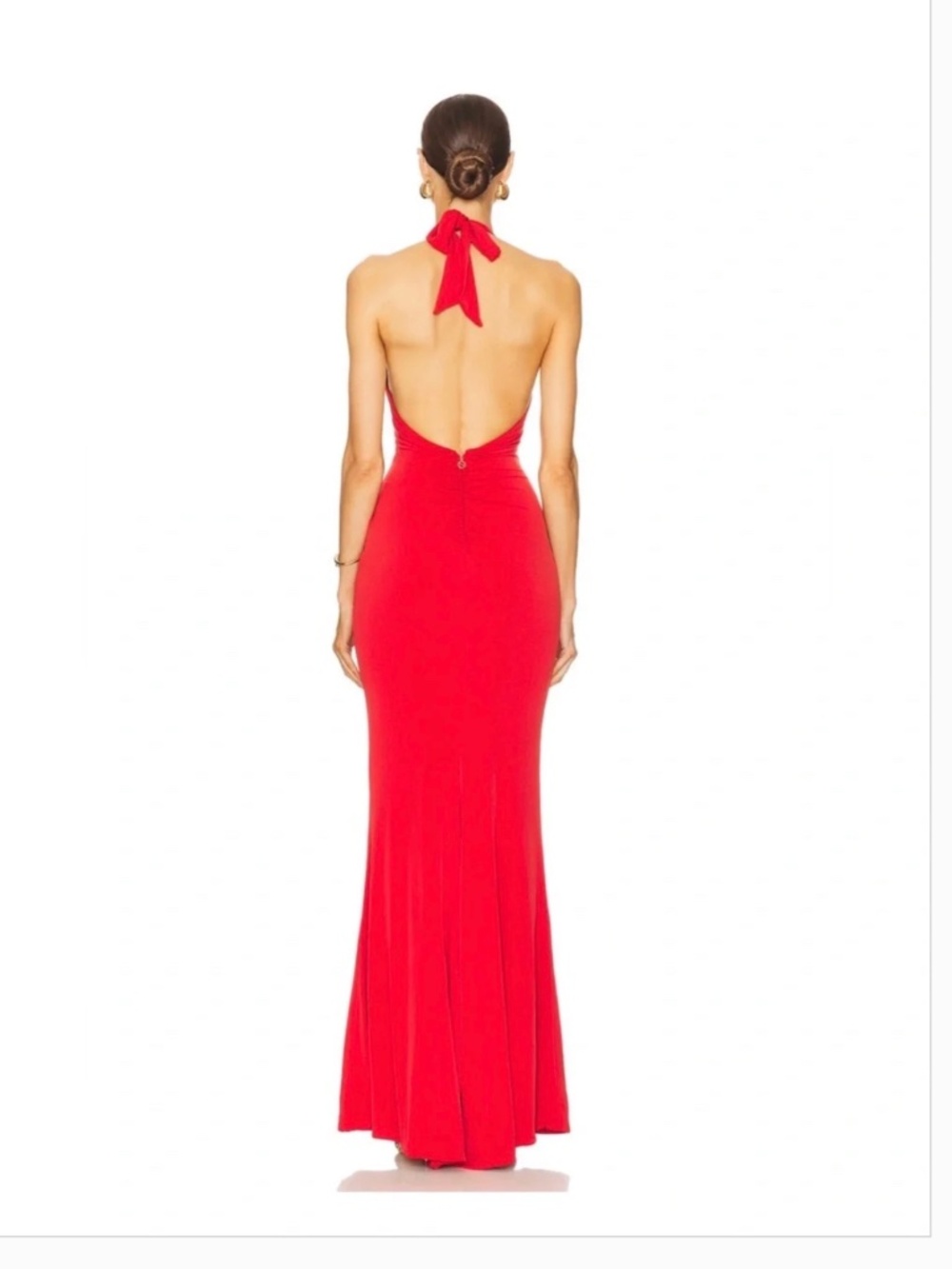 NOOKIE X REVOLVE illegal Red Halter V-Neck Maxi Dress gown with Front Slit sz XS